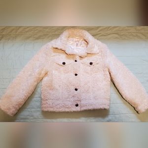 NWOT Victoria's Secret cropped faux fur cream JACKET size xs